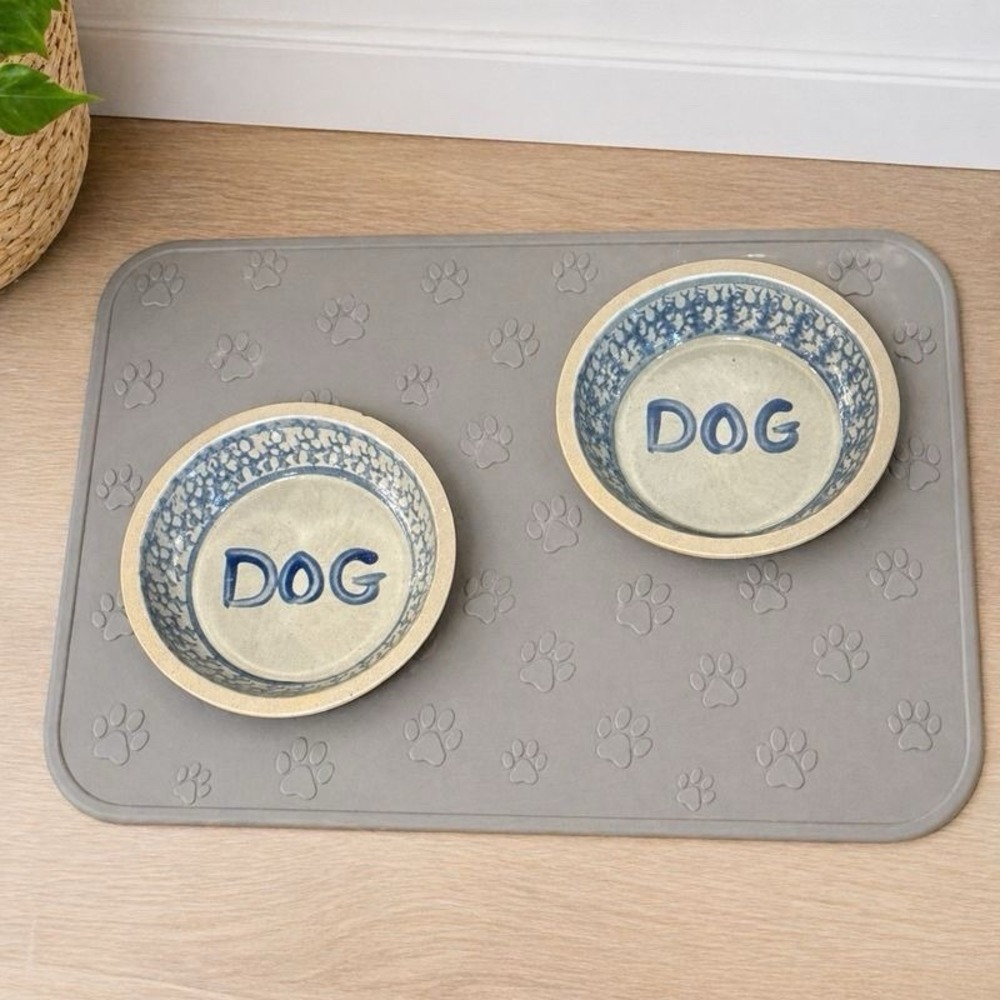Beaumont Brothers Pottery BBP 1997 Round Stoneware Spongewear Set of 2 Dog Bowls